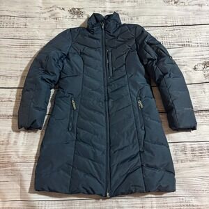 Eddie Bauer Down Puffer Parka Jacket Full Zip Trench‎ Coat Blue Women's Size S